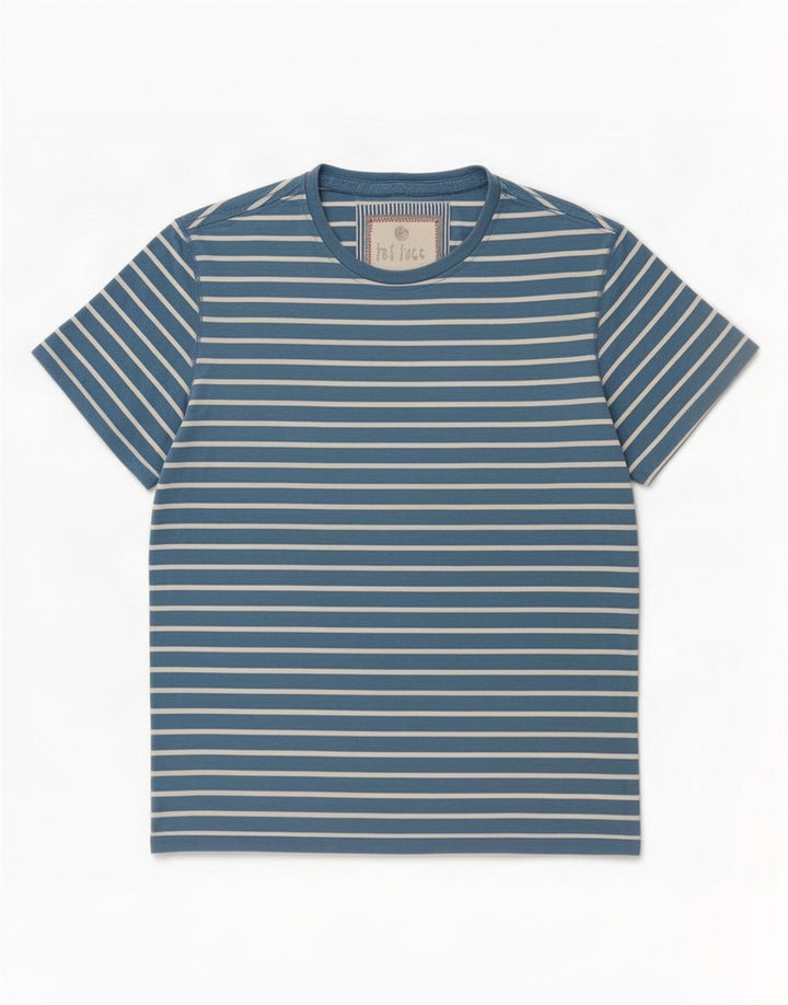 Fat Face Bărbați Tricou Top Mediu Albastru, Bumbac dungi