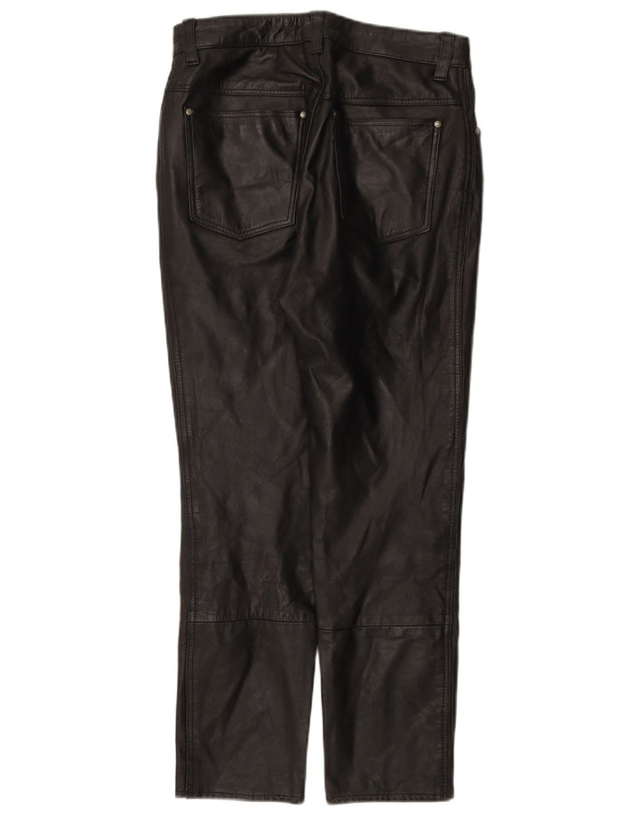 POLO Pantaloni subțiri din piele pentru bărbați IT 46 Small W28 L26 Negru