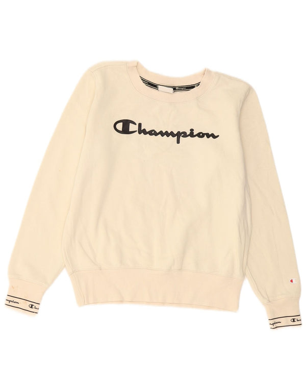 Pulover supradimensionat cu grafic pentru femei Champion UK 10 Small Off White