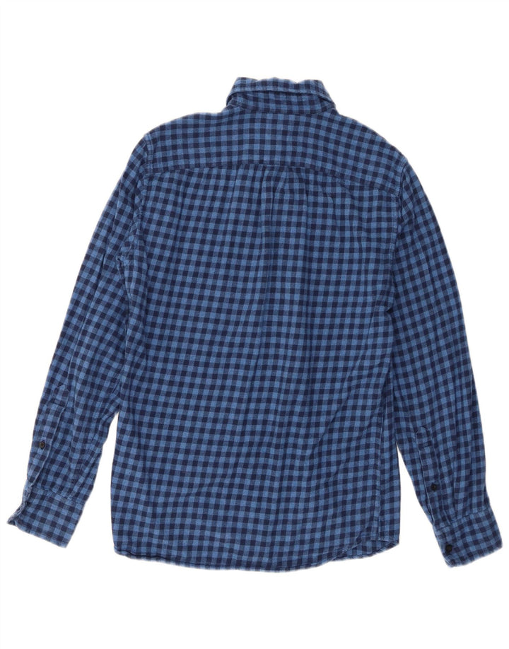 Cămașă de flanel pentru bărbați J. Crew, de culoare mică, albastră, din bumbac
