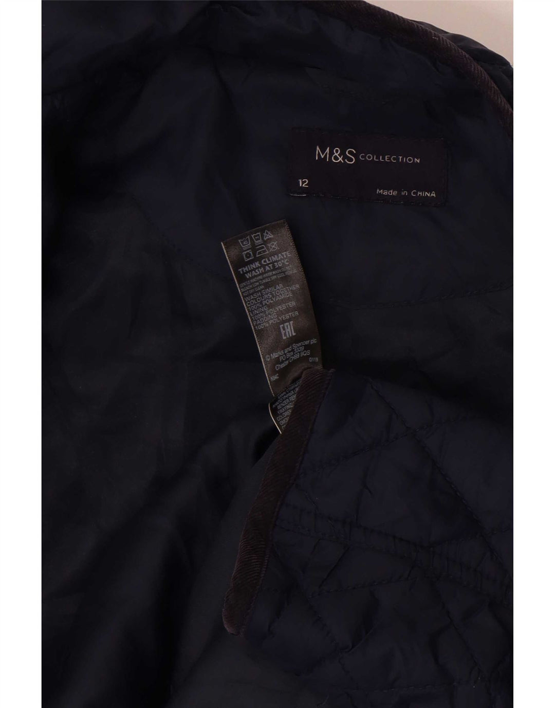 Jachetă matlasată pentru femei Marks & Spencer UK 12 Medium bleumarin Poliamidă