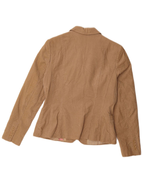 Blazer pentru femei Zara, cu 3 nasturi, din velur, UK 14, mare, bej, bumbac