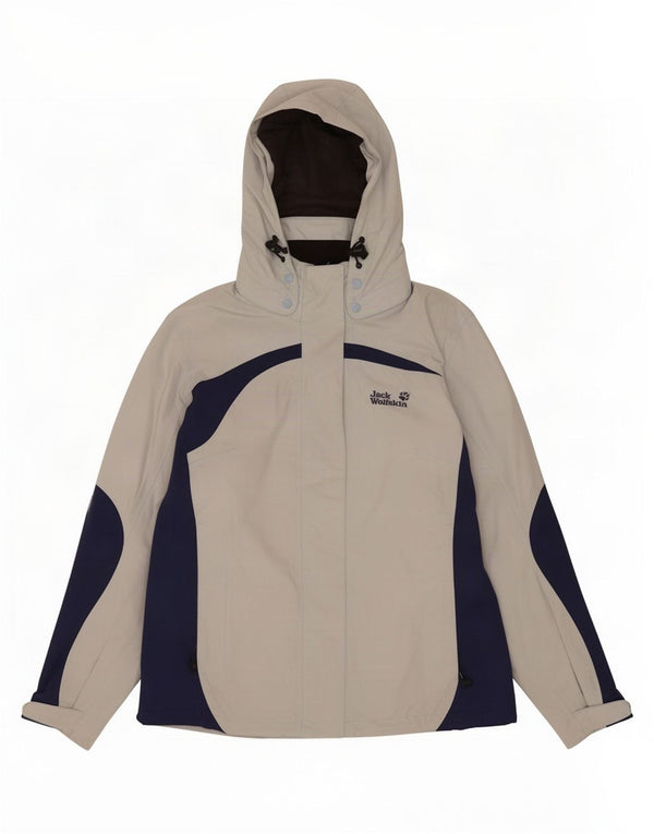 Jack Wolfskin Jachetă de ploaie cu glugă pentru femei UK 14 Medium Blue Colorblock