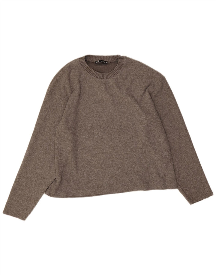 Pulover supradimensionat pentru femei Zara, cu gâtul turn, UK 10, poliester, gri mic