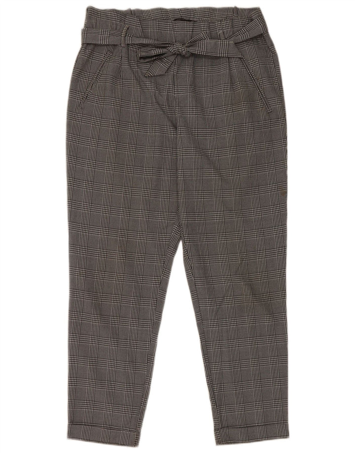 Pantaloni tăiați pentru femei cu talie înaltă Zara Medium L28 L26 Gri Houndstooth