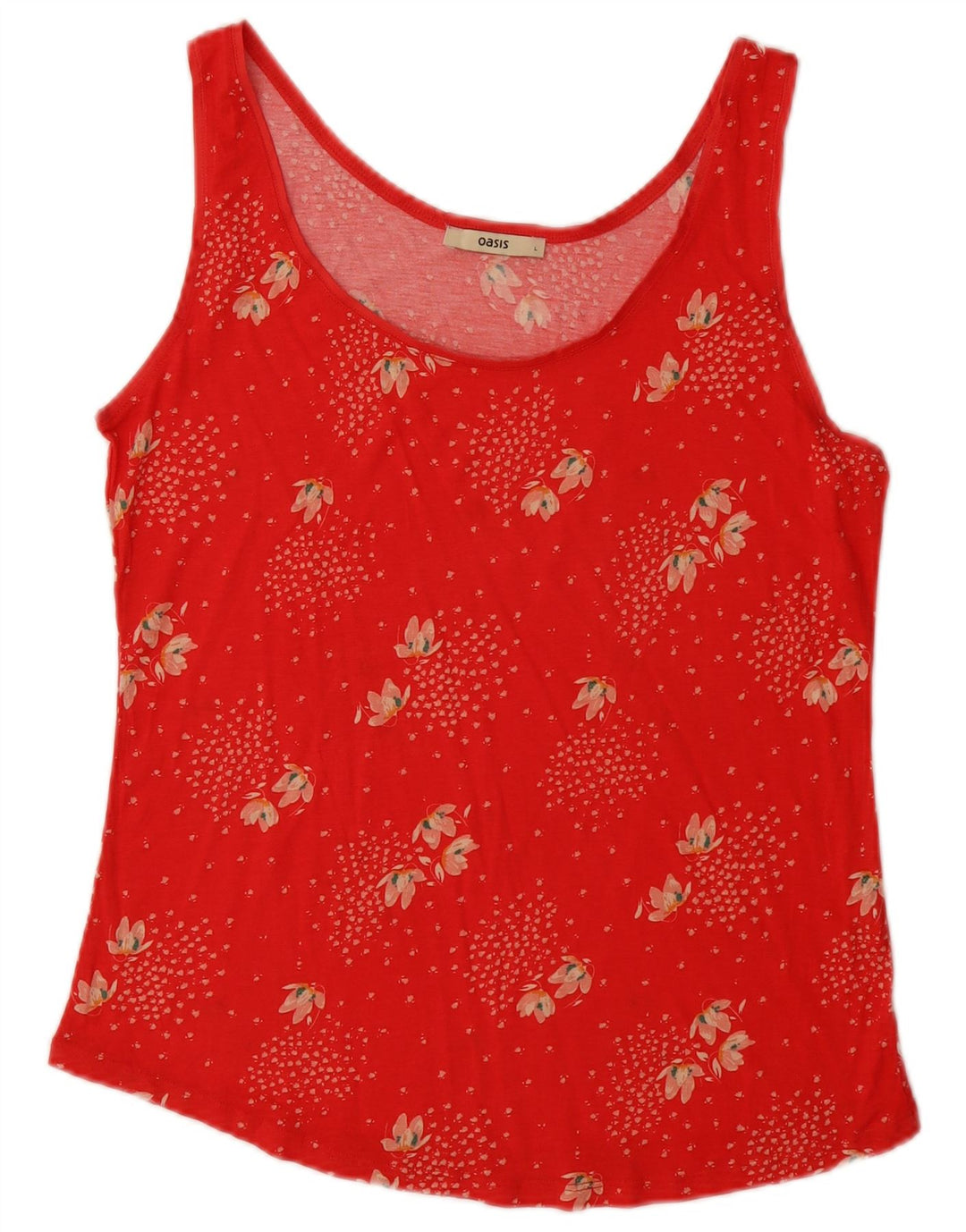 OASIS Vest Top Femei UK 14 Mare Roșu Floral Viscoză