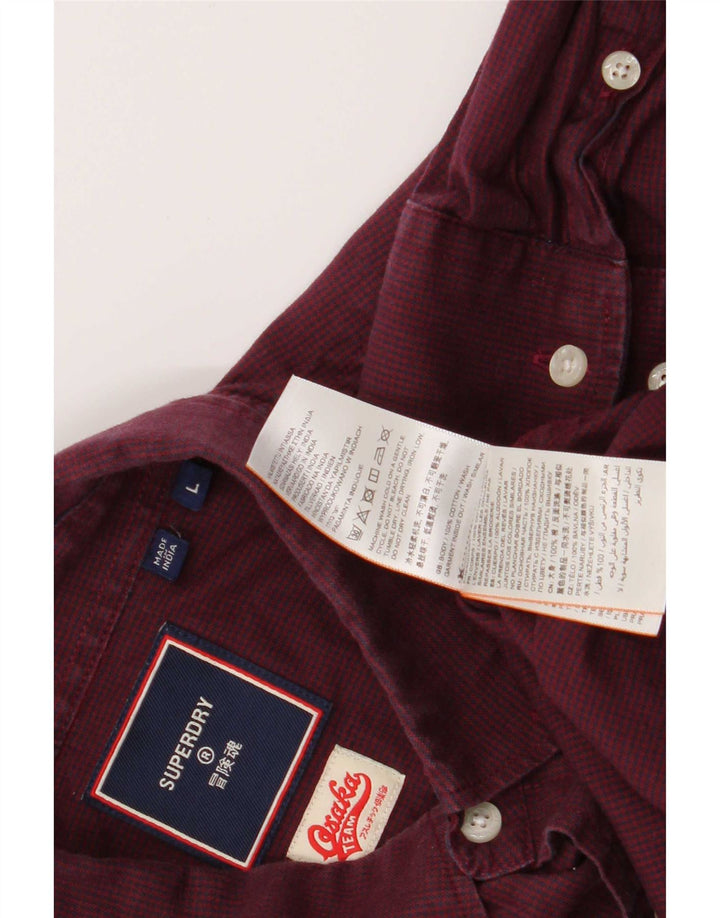 Cămașă pentru bărbați Superdry din bumbac cu picior de găină burgundy mare