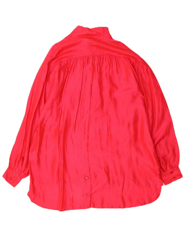 Rochie cămașă supradimensionată pentru femei vintage EU 44 XL mătase roz