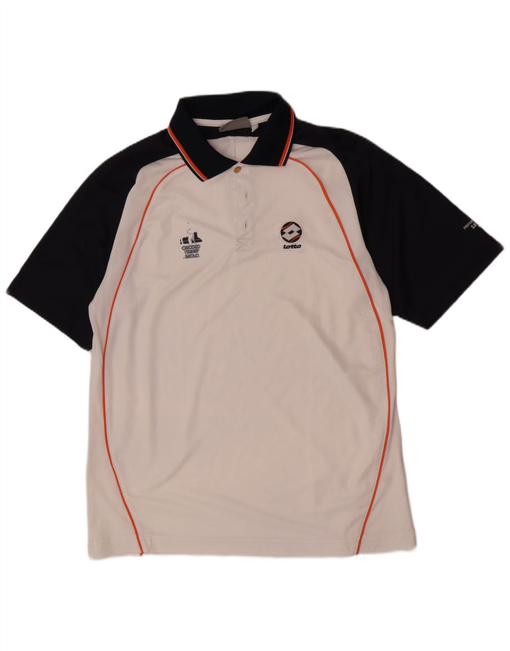 Tricou polo pentru bărbați Lotto, mare, alb, din poliester