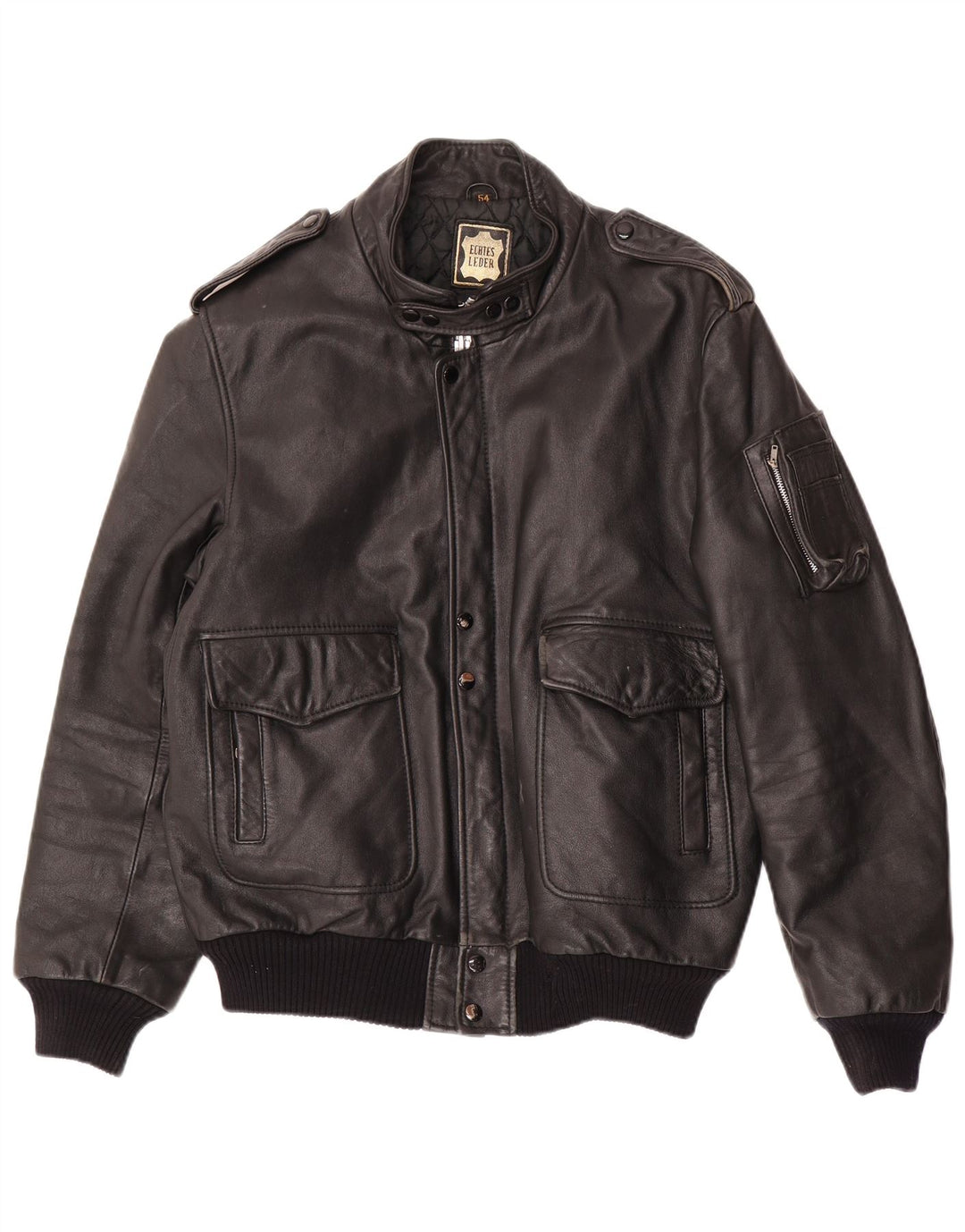 Jachetă militară din piele pentru bărbați VINTAGE IT 54 2XL din piele neagră