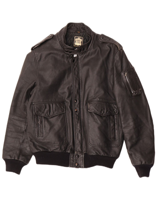 Jachetă militară din piele pentru bărbați VINTAGE IT 54 2XL din piele neagră