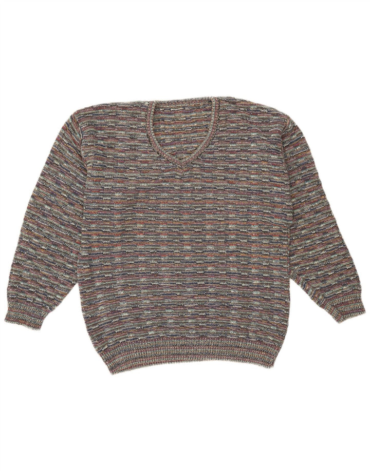 Pulover vintage pentru bărbați cu decolteu în V, XL, pete gri