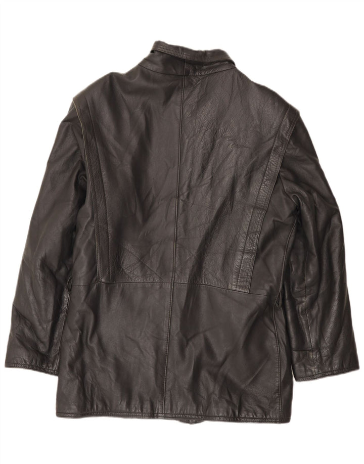 Jachetă de piele vintage pentru bărbați UK 38 Medium Black Leather