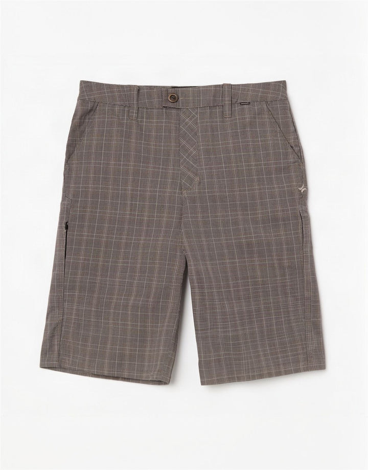 Pantaloni scurți cargo Hurley pentru bărbați, mediu W30, poliester cu carouri gri