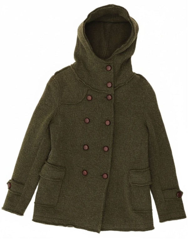 Vintage Womens Hooded Double Breasted Windbreaker Jacket UK 18 XL Khaki