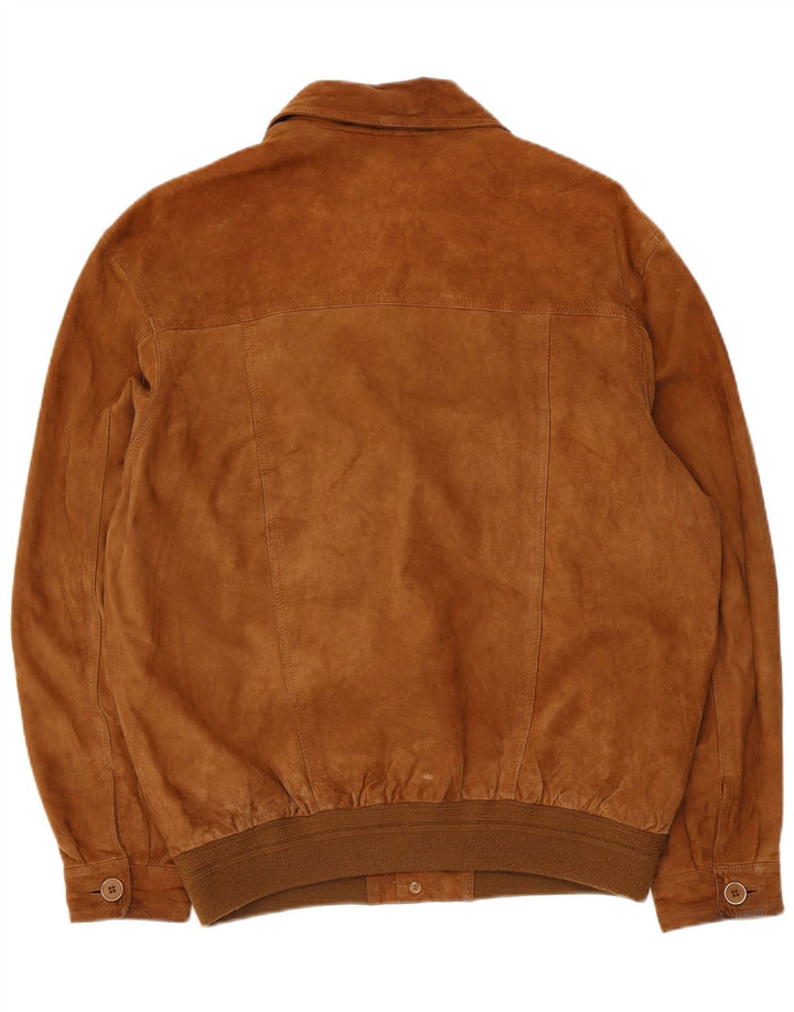 Bomber vintage pentru bărbați din piele intoarsa IT 50 mare, maro, din piele