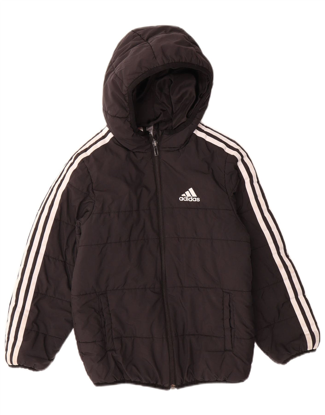 Jachetă căptușită cu glugă ADIDAS pentru băieți 7-8 ani poliester negru