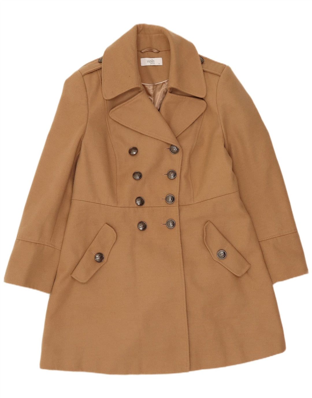 Palton dublu pentru femei Wallis UK 14, mare, bej, poliester