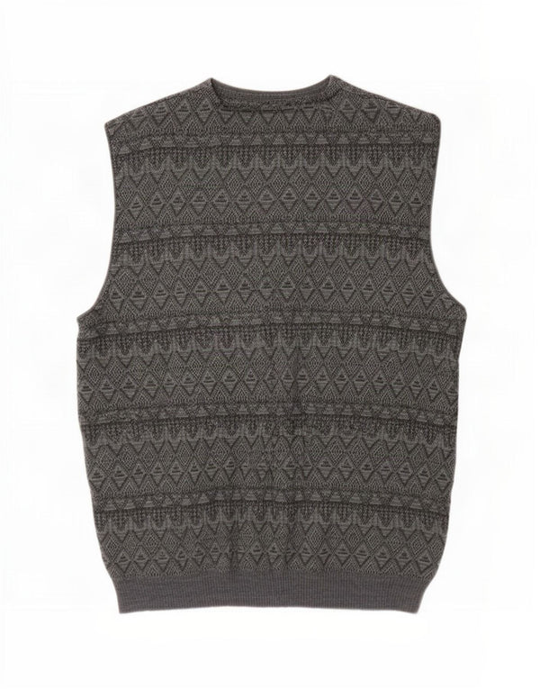 Cardigan Vintage fără mâneci pentru bărbați 2XL Gri Argyle/Diamond