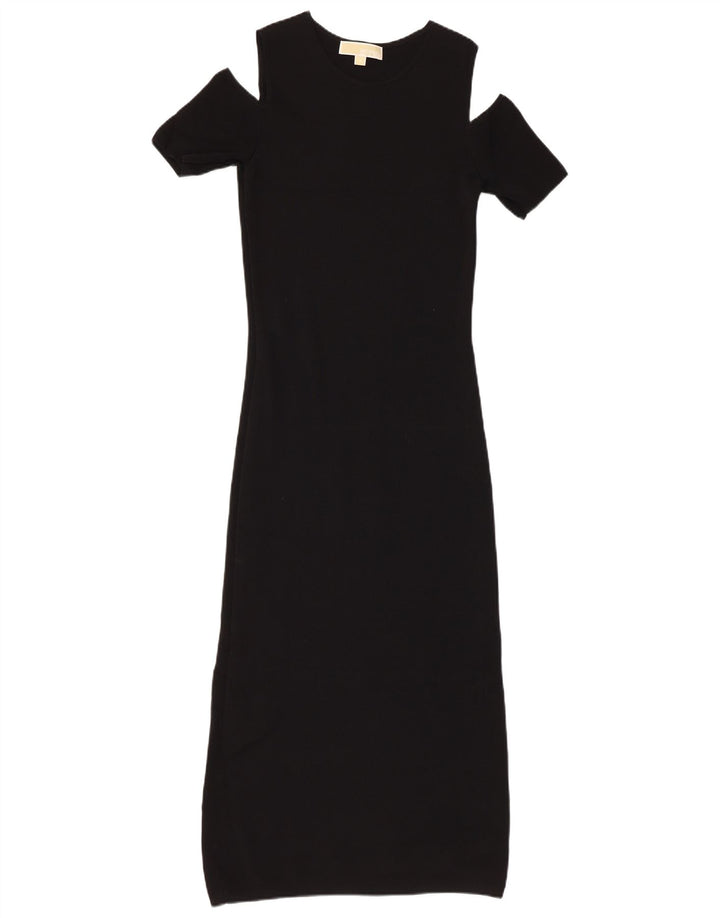 Rochie maxi pentru femei MICHAEL KORS, cu umăr dezactivat, UK 12, viscoză medie neagră