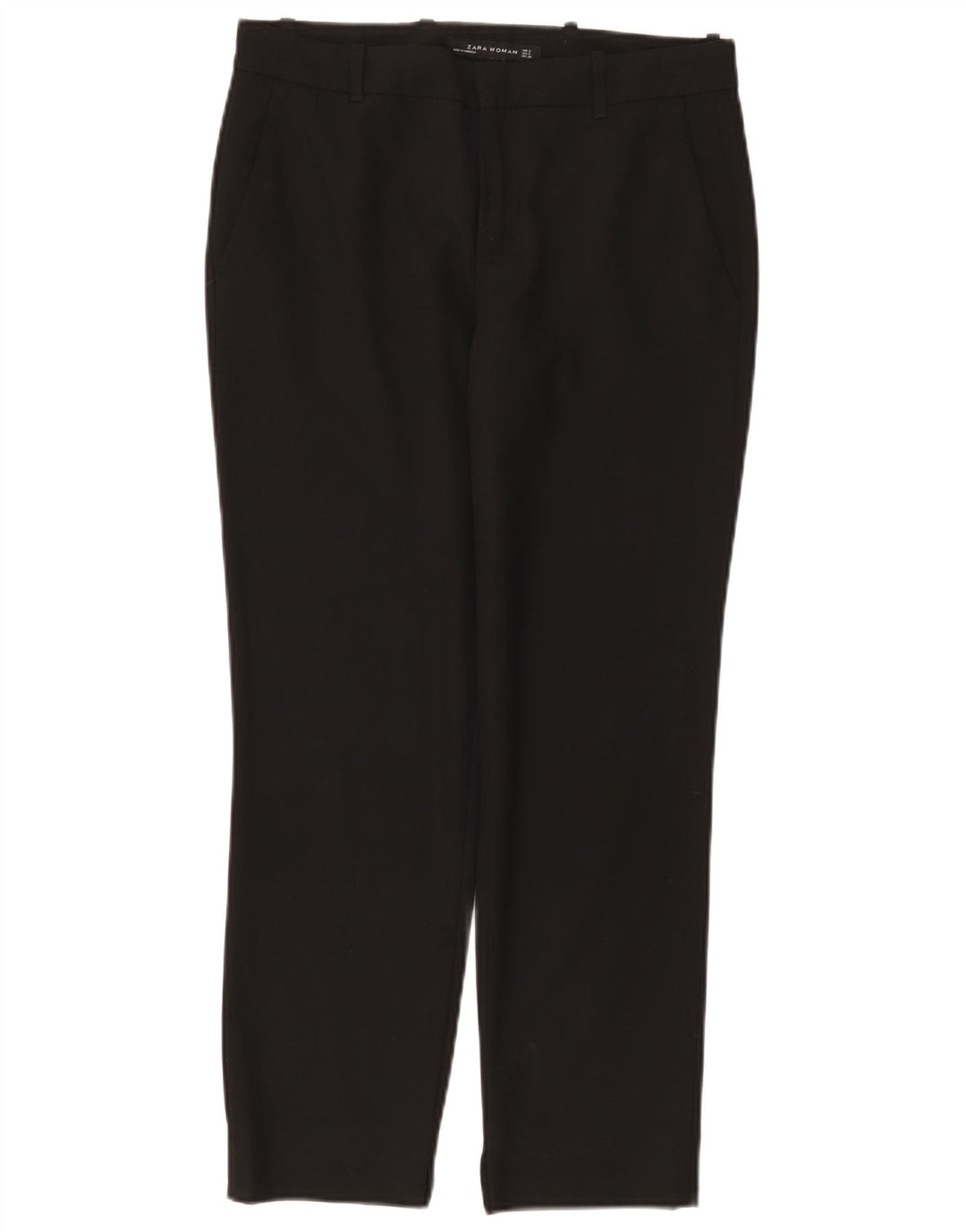 Pantaloni chino drepți ZARA pentru femei Mici L26 L26 Poliester negru