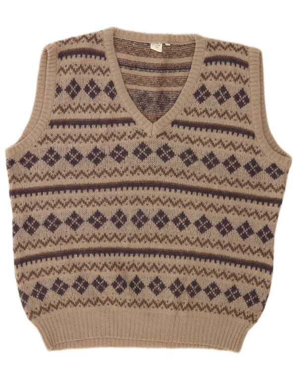 Vestă Vintage bărbați Tank Top IT 54 XL Bej Geometric Acrilic