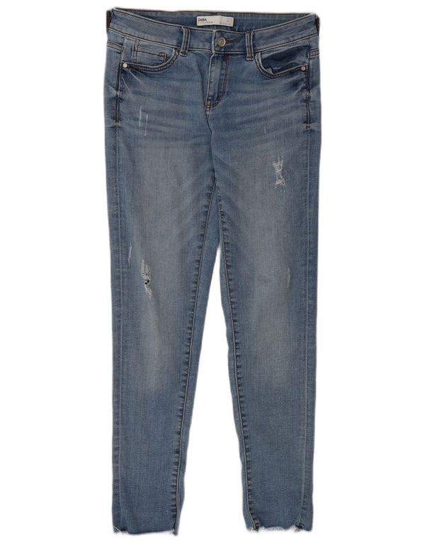 Blugi slim pentru femei Distressed Zara EU 36 XS W26 L29 Bumbac albastru