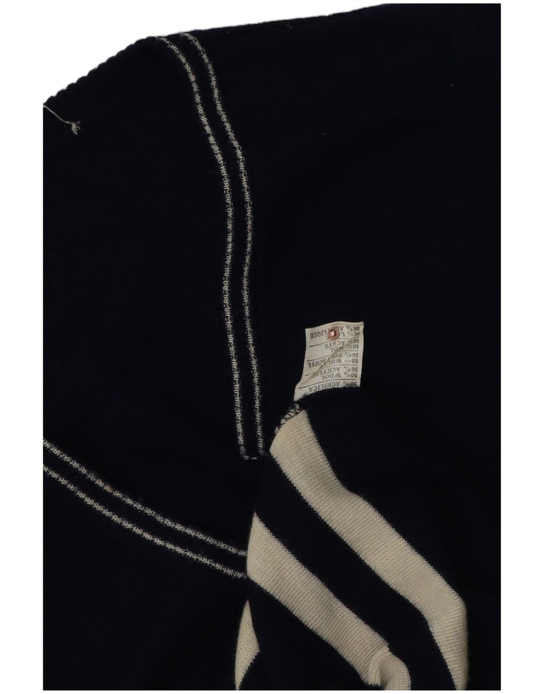 Vintage Mens Vest Tank Top Mediu Bleumarin Lână cu dungi