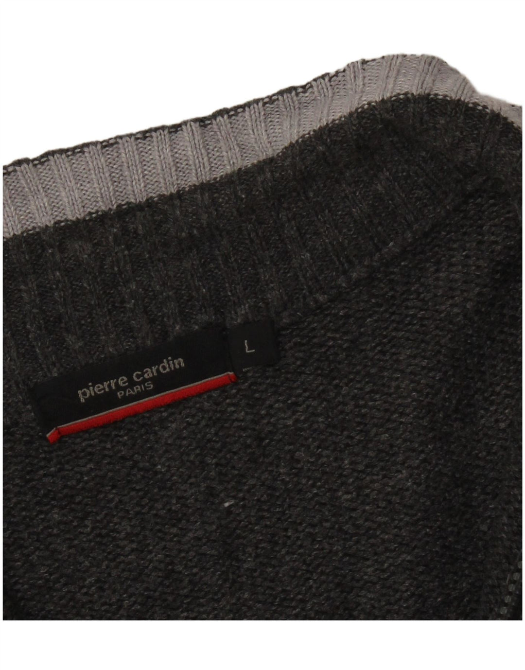 PIERRE CARDIN Pulover pentru bărbați, cu fermoar, cu gât, mare, cu dungi acrilice, gri