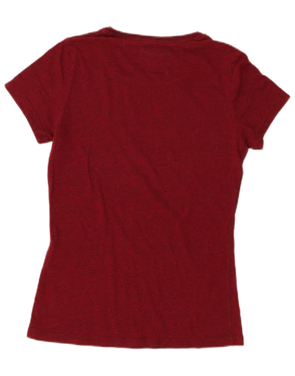 Tricou grafic Superdry pentru femei Top UK 10 mic burgundy cu pete din bumbac