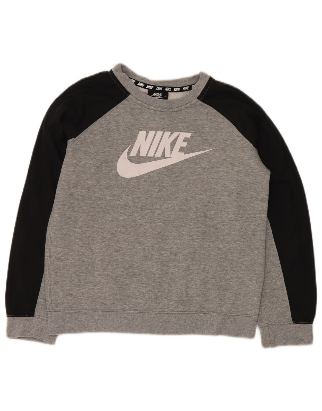 Pulover grafic pentru băieți NIKE 10-11 ani, gri mediu, color block