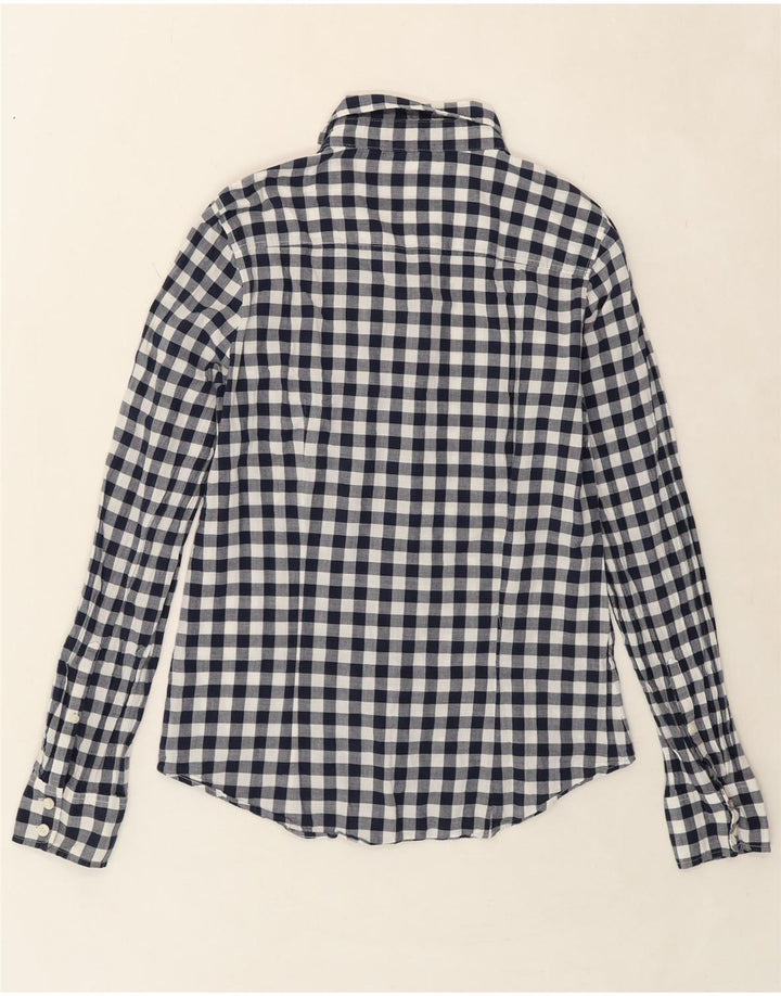J. CREW Womens Flannel Shirt UK 14 Medium Navy Blue Gingham Cotton Vintage J. Crew and Second-Hand J. Crew from Messina Hembry 