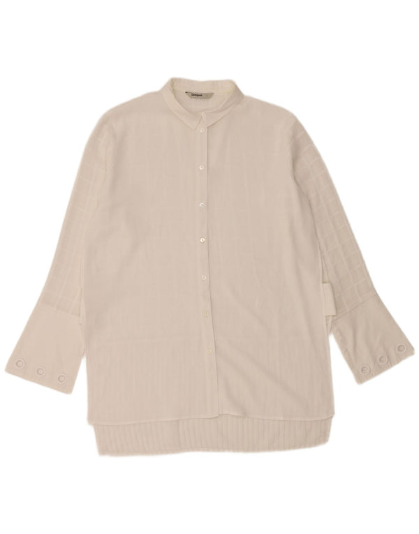 Bluză cămașă cu paragate DESIGUAL UK 16, mare, albă