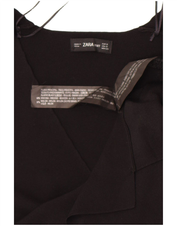 Top femeie Zara cu mânecă lungă UK 10 mic, negru, viscoză