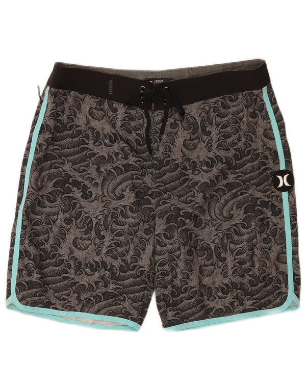 Hurley Mens Swimming Shorts Medium Grey Paisley Polyester