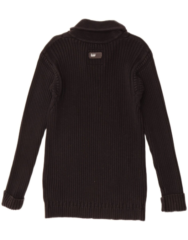 Pulover pentru femei G-Star cu gât șal, bumbac mare negru UK 14