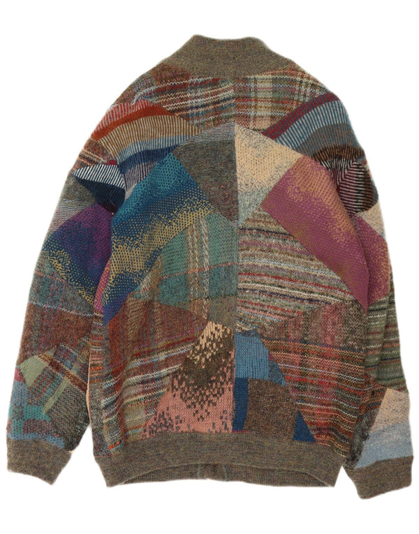 VINTAGE Pulover Cardigan Bărbați Mediu Multicolor Patchwork