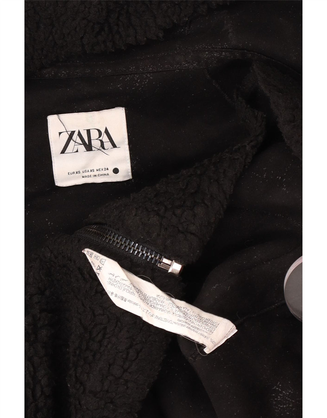 Jachetă din lână supradimensionată cu glugă pentru femei Zara UK 6 XS Poliester negru