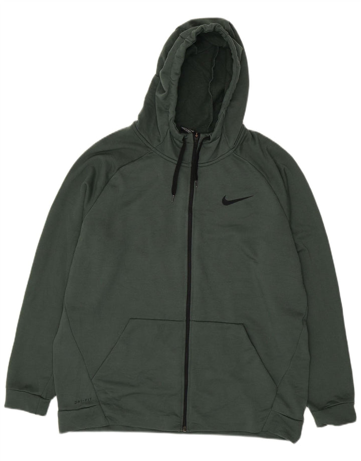 Pulover NIKE pentru bărbați Dri Fit, cu fermoar, poliester verde XL
