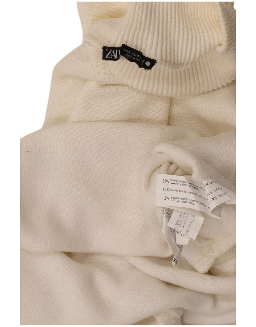 Pulover oversize cu gât țestoasă pentru femeie Zara UK 10 Small Off White