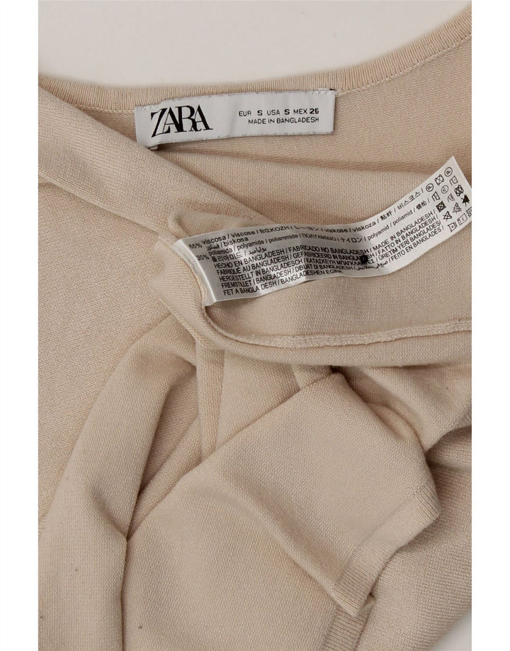 Top cu un umăr pentru femei Zara UK 8 mic, bej, viscoză