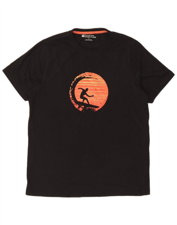 MOUNTAIN WAREHOUSE Tricou grafic pentru bărbați Top mediu din bumbac negru