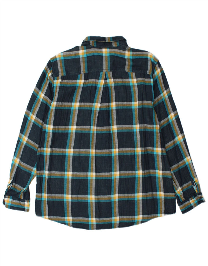 Cămașă de flanel pentru femei EDDIE BAUER UK 16 mare, bumbac cu carouri bleumarin