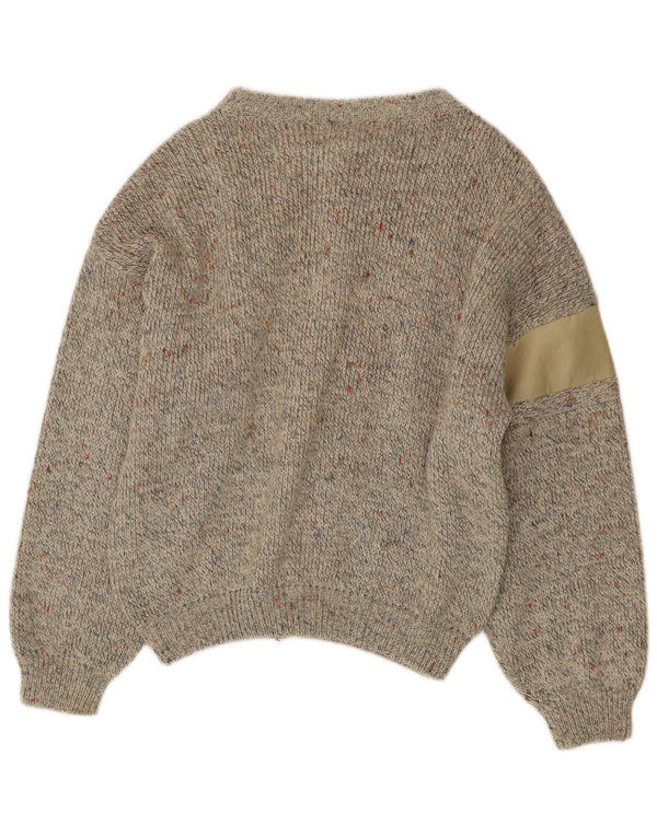 Cardigan Vintage pentru bărbați din lână de alpaca, bej mediu