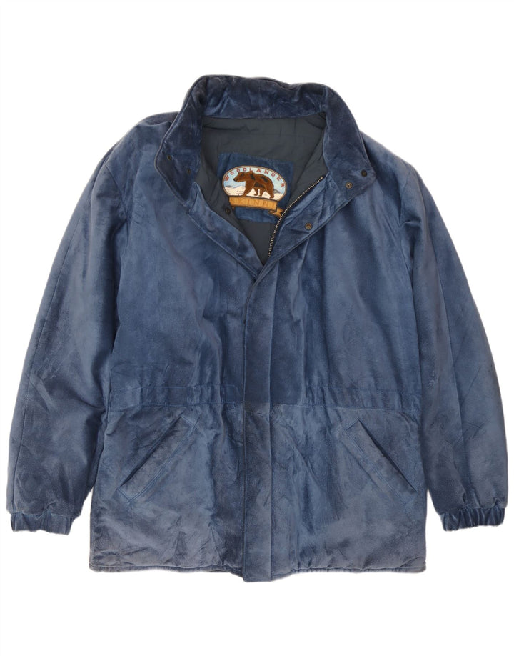 Jacheta de piele intoarsa pentru barbati vintage IT 50 Large Blue Modal