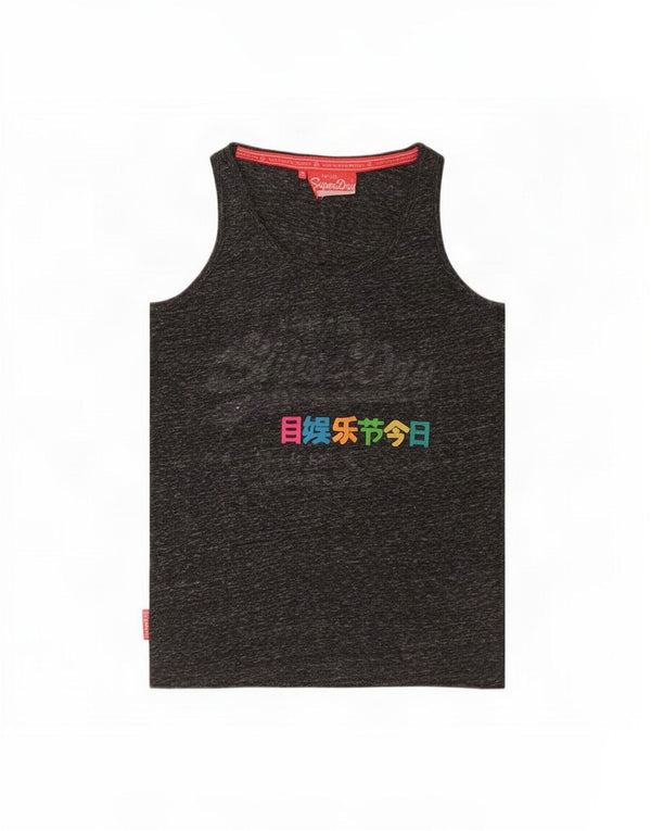 Top cu vestă grafică pentru femei Superdry UK 10, poliester cu pete gri mici