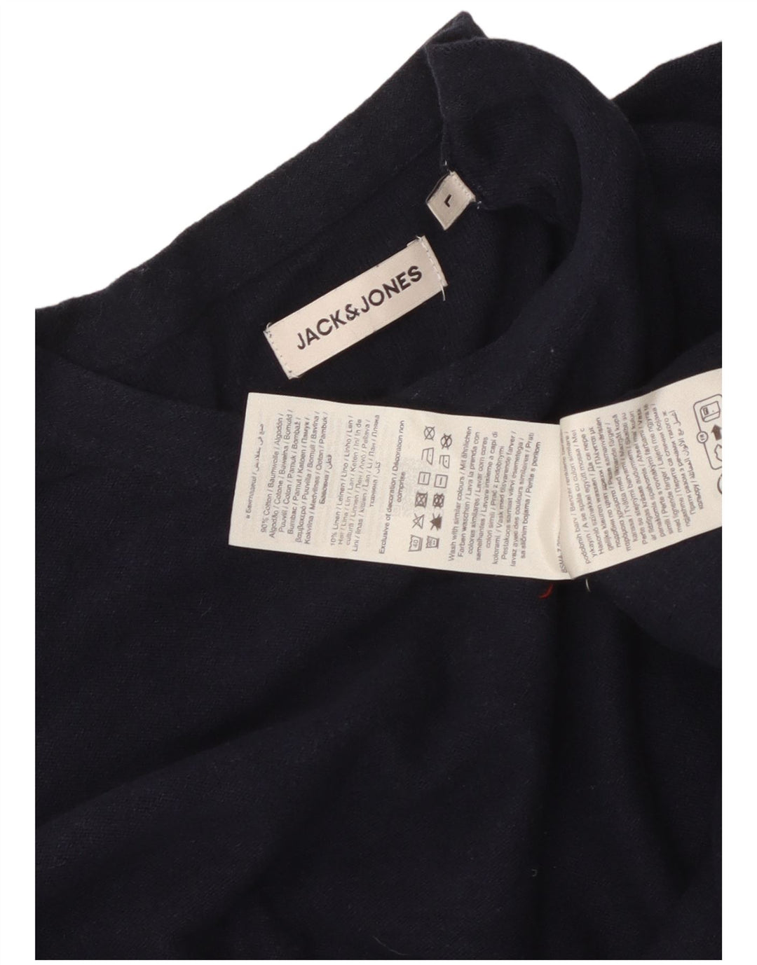 Jack & Jones Top pentru bărbați cu mânecă lungă mare, albastru bleumarin, bumbac