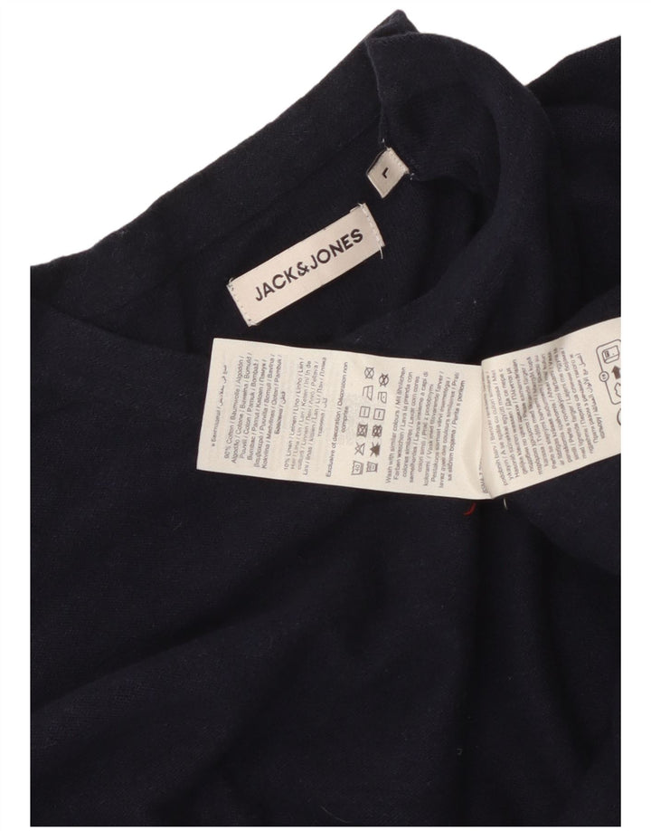 Jack & Jones Top pentru bărbați cu mânecă lungă mare, albastru bleumarin, bumbac