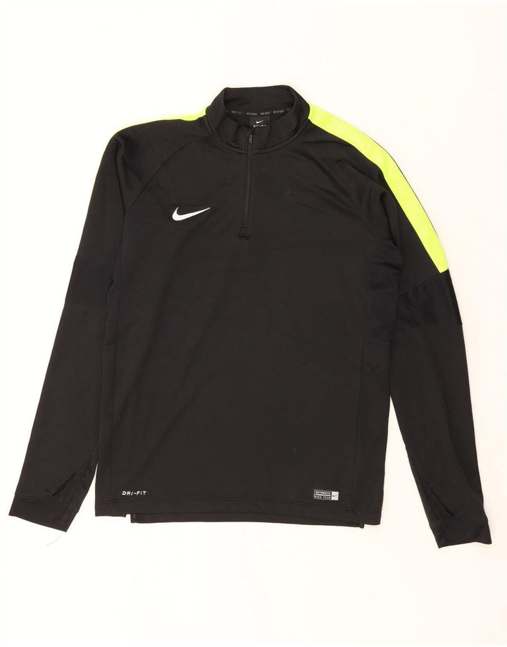 Top de trening pentru bărbați Dri Fit cu fermoar și gât, negru, colorblock