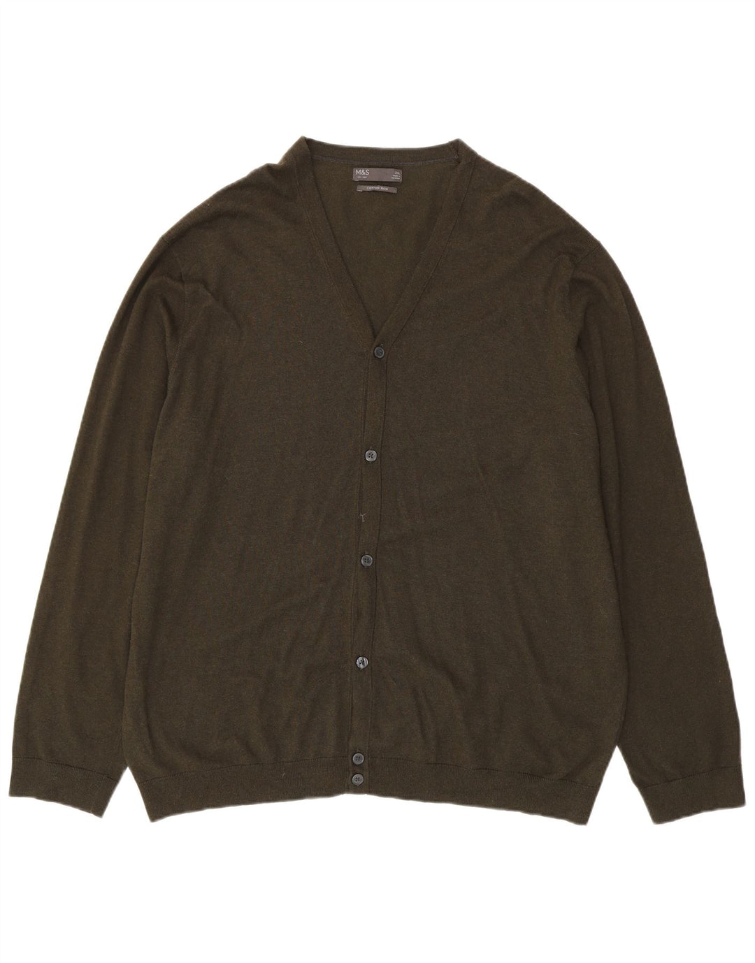 Pulover cardigan pentru bărbați Marks & Spencer, bumbac kaki 2XL